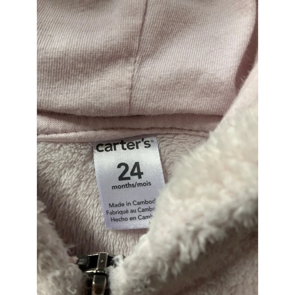 Carter’s 24M Sherpa Fleece Bear Ear Hooded Jacket – Blush Pink